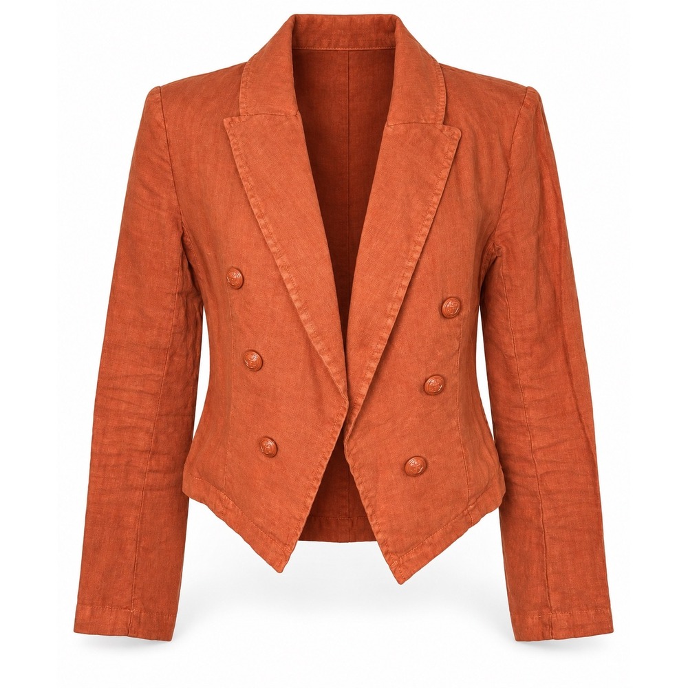 L'AGENCE Blazer S Sienna Wayne Jacket Cropped Linen Double Breasted Quiet Luxury